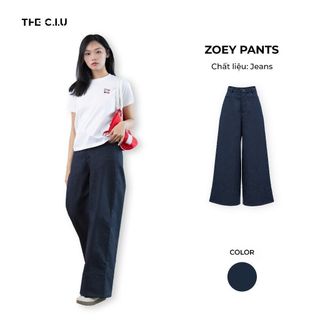  Quần jean nữ ống rộng cạp cao THE C.I.U quần jean denim basic form suông trẻ trung dễ phối đồ - Zoey Pants 