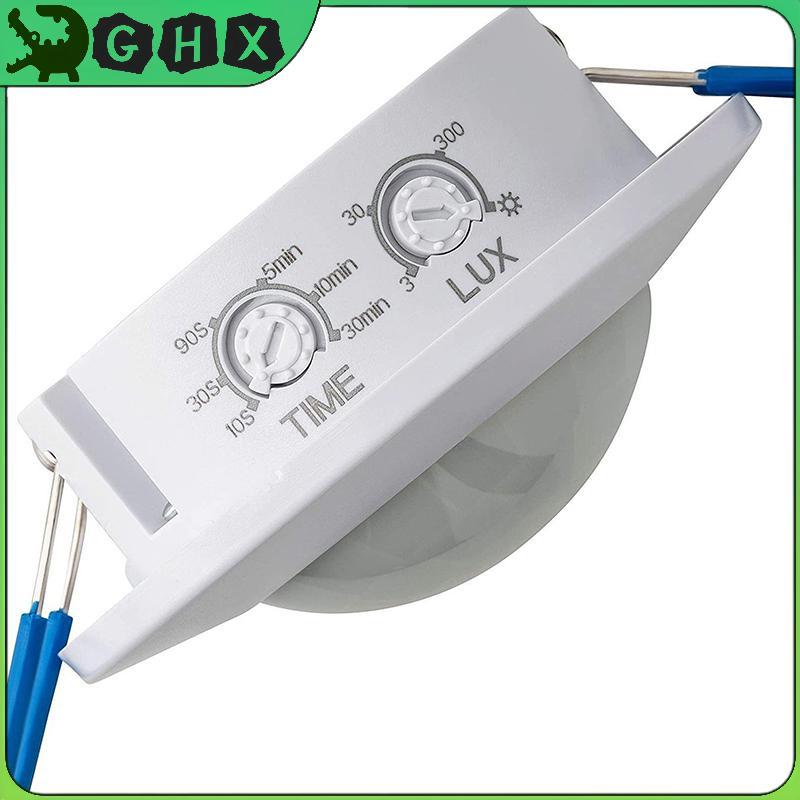 GHX AC 220-240V LED PIR Máy dò hồng ngoại IR Cảm biến chuyển động trần nhúng cảm biến cảm ứng kép Cô