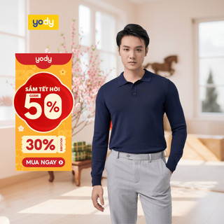  🌸SALE TẾT🌸  Áo len nam cổ polo YODY trơn cơ bản chấ vải mềm mại mặc thoải mái ALM7034 