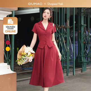  Set lẻ Áo kiểu nữ GUMAC cổ danton  AF12002 - Chân váy nữ GUMAC A ly xòe  VF12003 