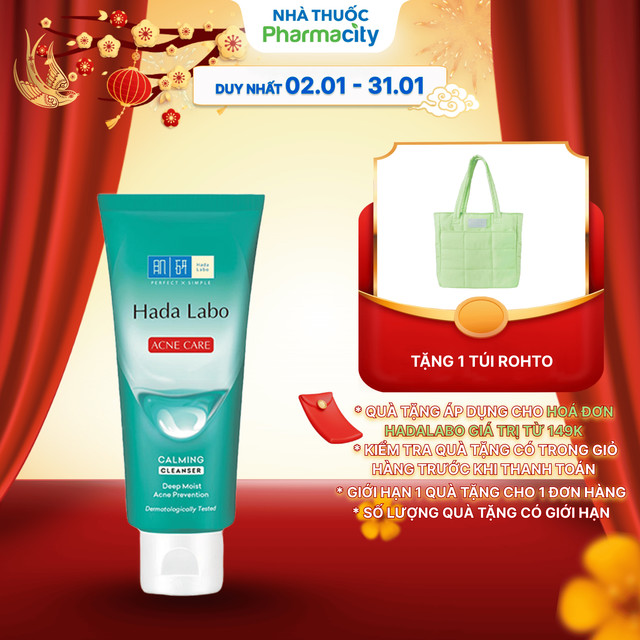Kem rửa mặt cho da mụn và nhạy cảm Hada Labo Acne Care Calming Cleanser (Tuýp 80g)