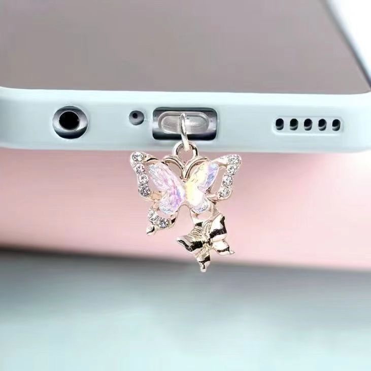 A New Product[Double Butterfly Design]2025New Double Butterfly Phone Dust Plug Waterproof Dustproof 