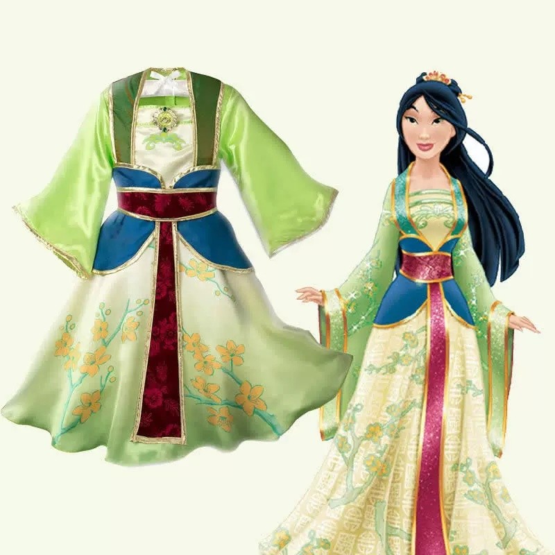 Halloween Trẻ Em Trang Phục coslay Cosplay Mulan Mulan Đầm Công Chúa Hanfu Trình Diễn Trang Phục S