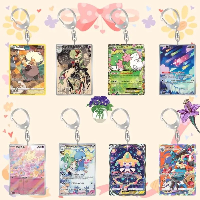 Móc khóa Pokemon mô hình thẻ bài TCG mica Acrylic Lucario Gardevoir Jirachi Altaria treo balo túi xá