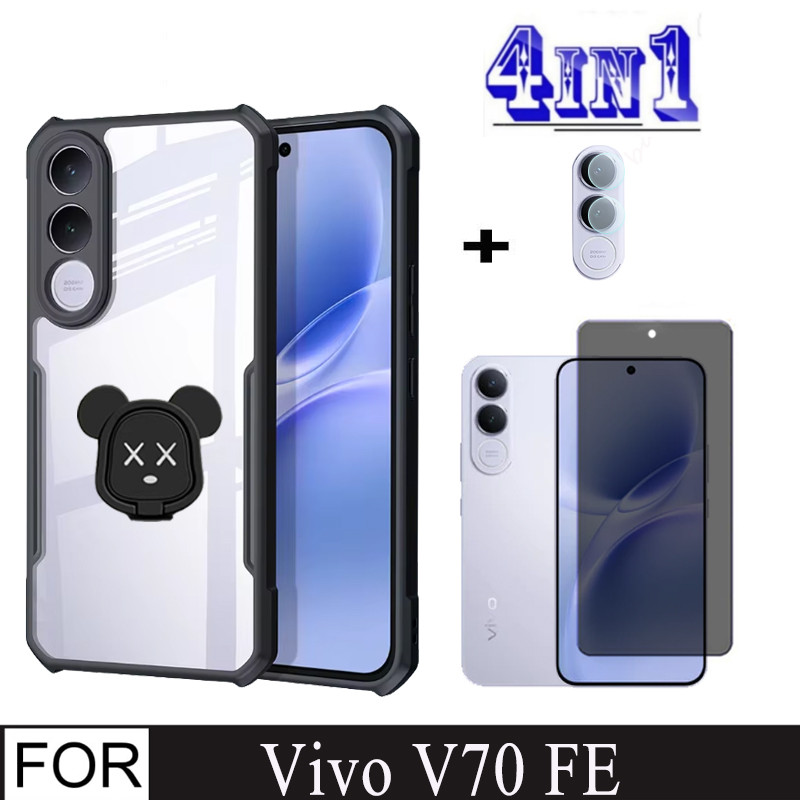 Ốp điện thoại chống sốc 4In1 Vivo V70 FE cho Vivo X200 FE V70 Elite Privacy Kính cường lực + Giá đỡ 