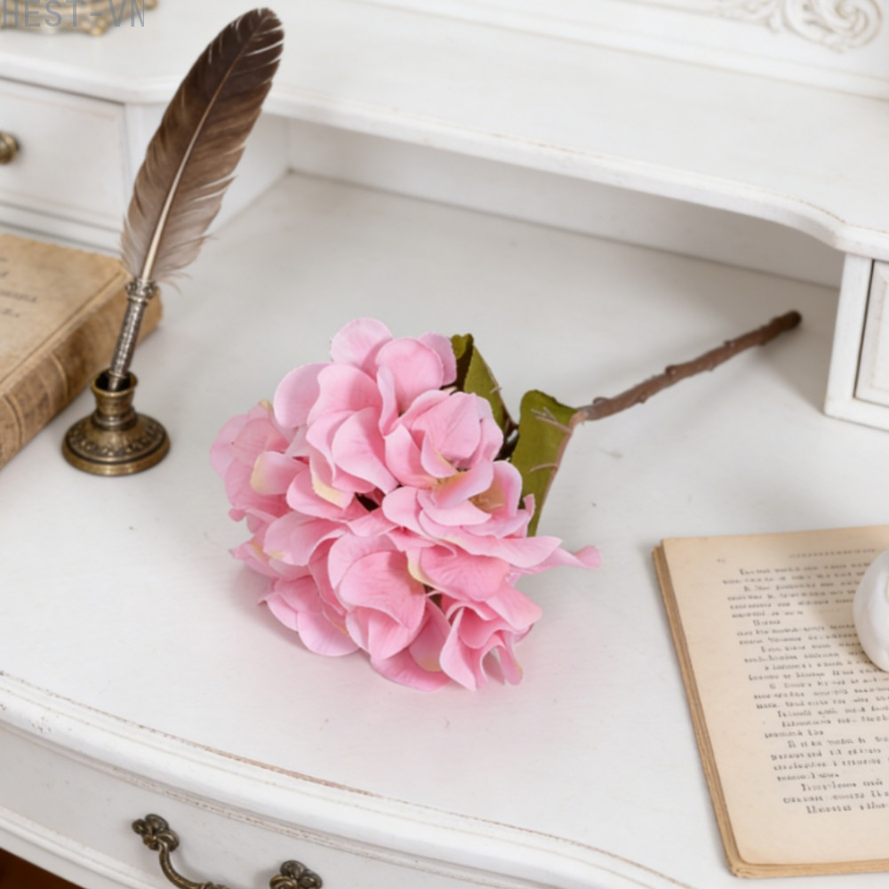Artificial Silk Hydrangea Flowers with Leaves  FOR FRENCH  Style Wedding Decor