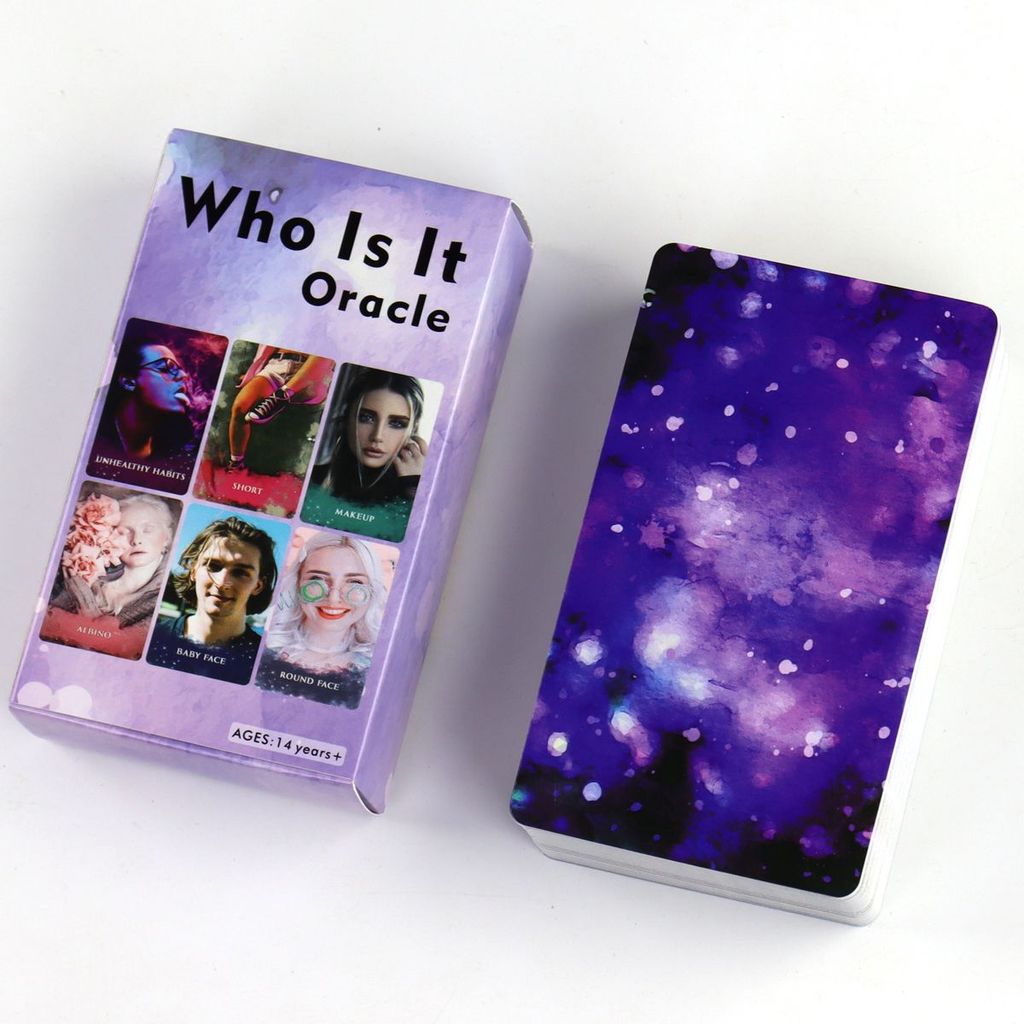 Phiên bản tiếng Anh 10.3 * 6cm Who Is It Oracle Card Board Game Card Game Who Is It Oracle Party Lei