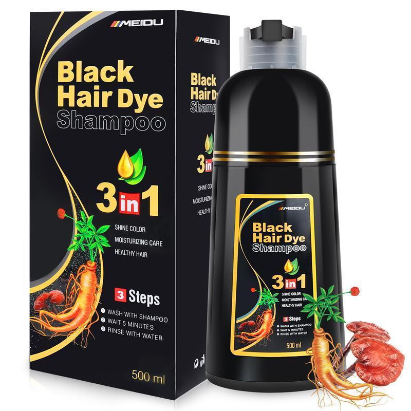 3-in-1 Hair Dyeing Shampoo - Herbal ingredients can cover gray hair，Contains ginseng extract，Can be 