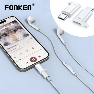 Fonken Loại C sang iOS Bộ chuyển đổi tai nghe USB C Nam sang iOS Nữ Bộ chuyển đổi âm thanh cho điện thoại Laptop