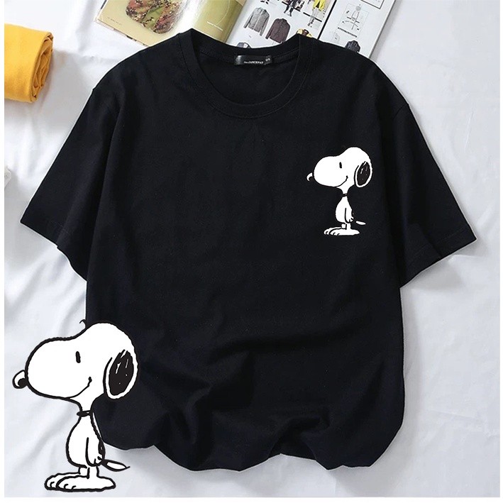 SNOOPY thời trang Joker ngắn tay cotton cổ điển ngực áo thun in hình Snoopy