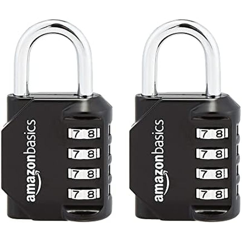 Khóa kết hợp 4 chữ số của Amazon Basics, Đen, 2 gói