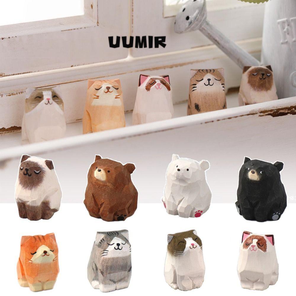 UUMIR Gỗ Gấu Tượng, Gỗ Khắc Tượng Mèo, Điêu Khắc Nghệ Thuật Thủ Công Trang Trí Nhà Cửa Để Bàn Knick-