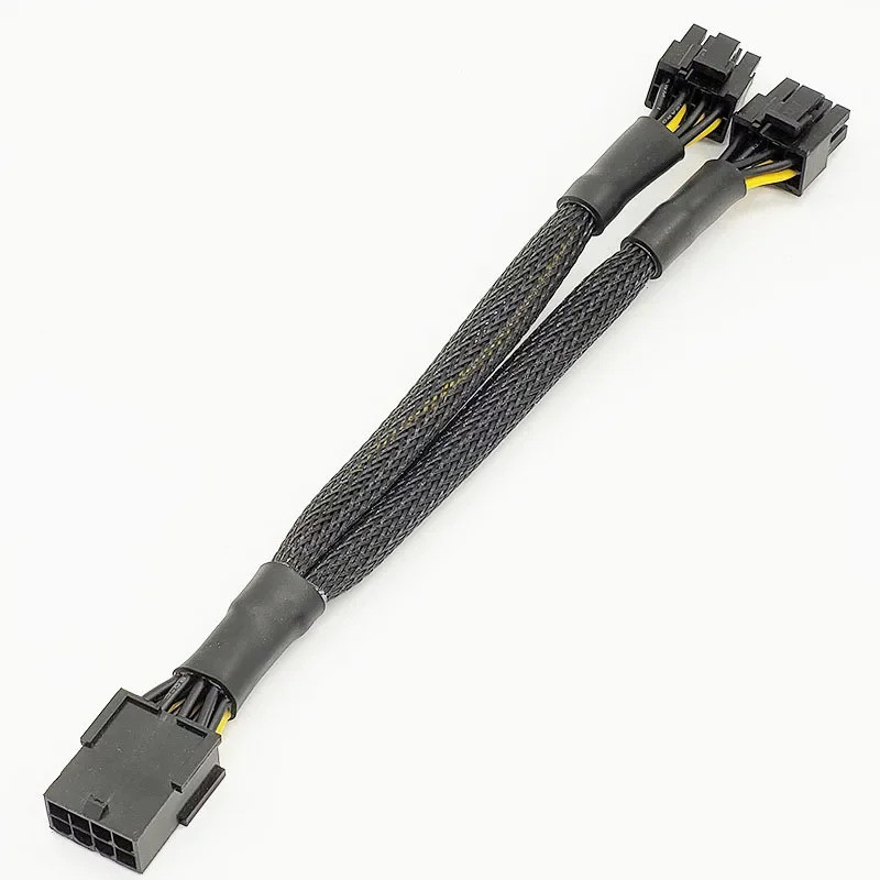 Cáp chuyển đổi GPU Bện Y-Splitter 20cm PCIe 8 Pin Nữ sang Dual 2X8 Pin (6 + 2) Cáp nối dài bộ chuyển