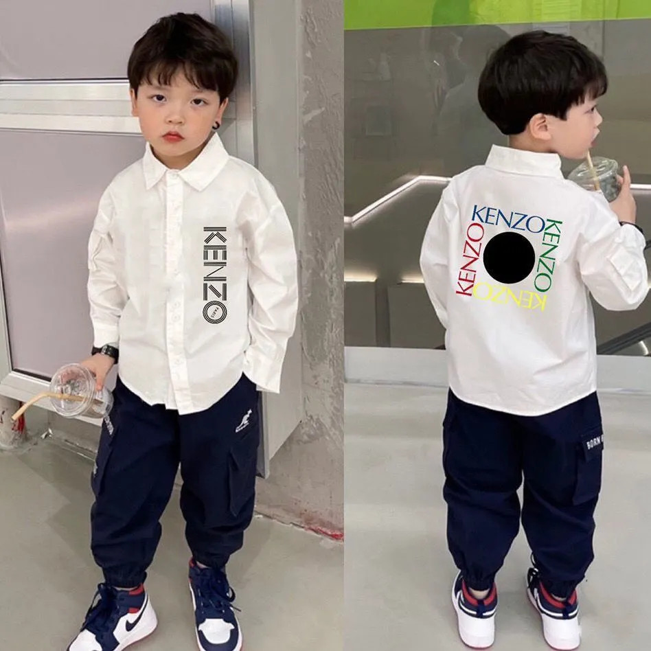 KENZO8024 Bé Gái Áo Sơ Mi Trắng Dài Tay Áo Sơ Mi Mỏng