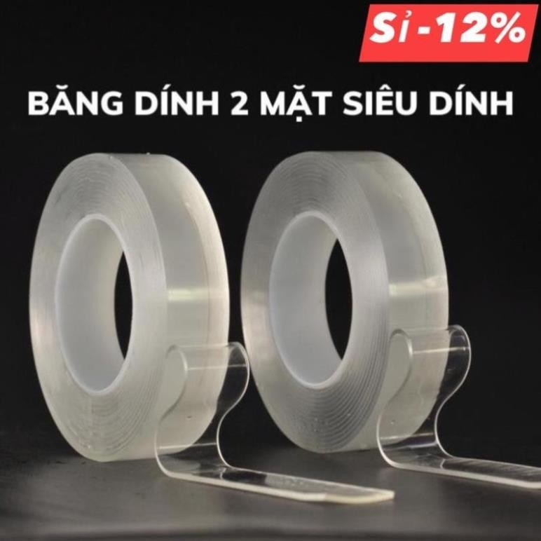 Băng Dính Hai Mặt Nano Siêu Dính 3M Trong Suốt, Băng Keo Dán Tường Chịu Lực 3M