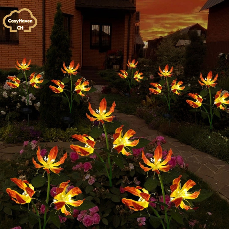 Bãi cỏ Plug-in Light Factory Spot, Ngọn lửa năng lượng mặt trời mới Lily Flower Light 4LED Đèn cảnh 