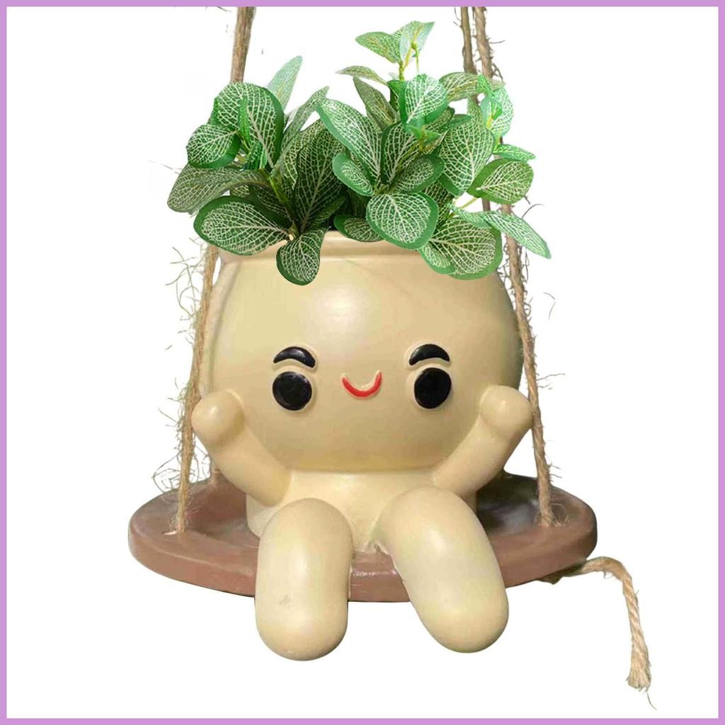 Smile Face Planter Pot Swing Chair Happy Face Plant Pot Nhựa Hangable Swing Có Lỗ Thoát Nước Cho Kim