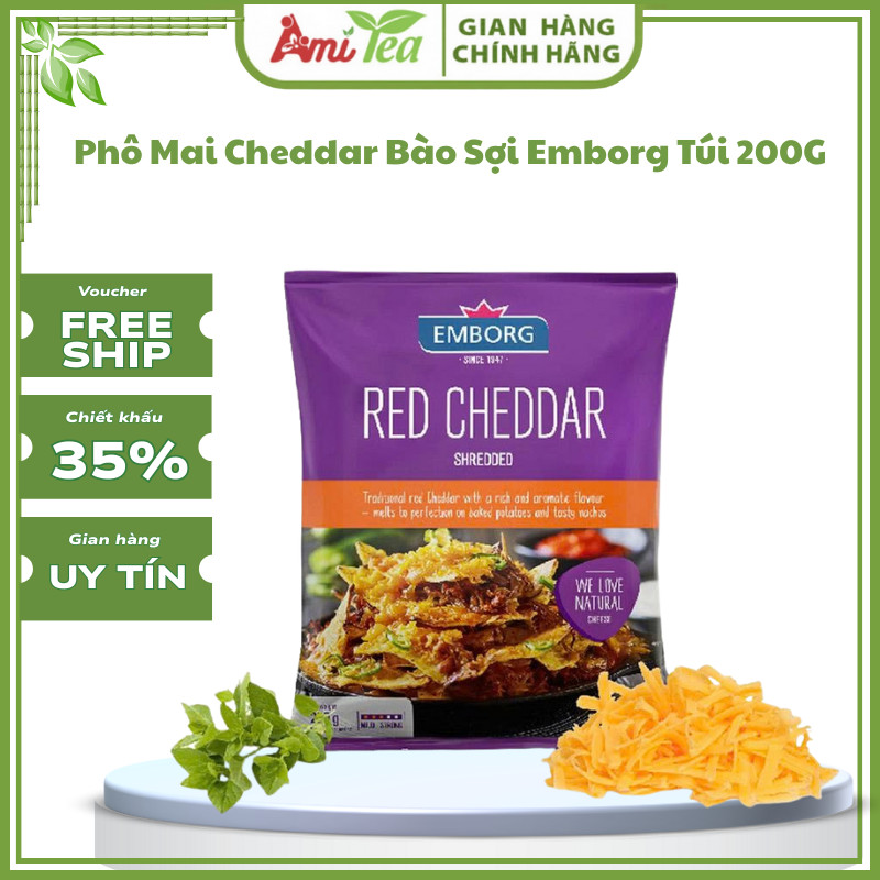 (Hỏa Tốc) Phô Mai Cheddar Bào Sợi  Emborg Túi 200G