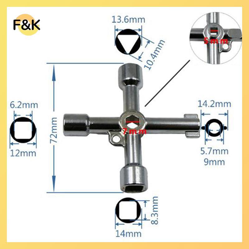 Chìa khóa tiện ích 4 chiều F & K cho hộp đồng hồ đo khí nước điện Chìa khóa mở tủ.