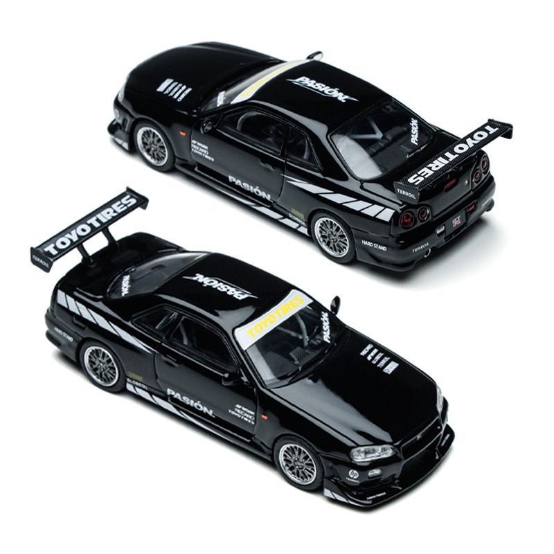 Time Micro 1 / 64 Nissan Skyline GT-R R34 Hợp Kim Đen Diecast Xe Mô Hình Đồ Chơi Quà Tặng Sinh Nhật