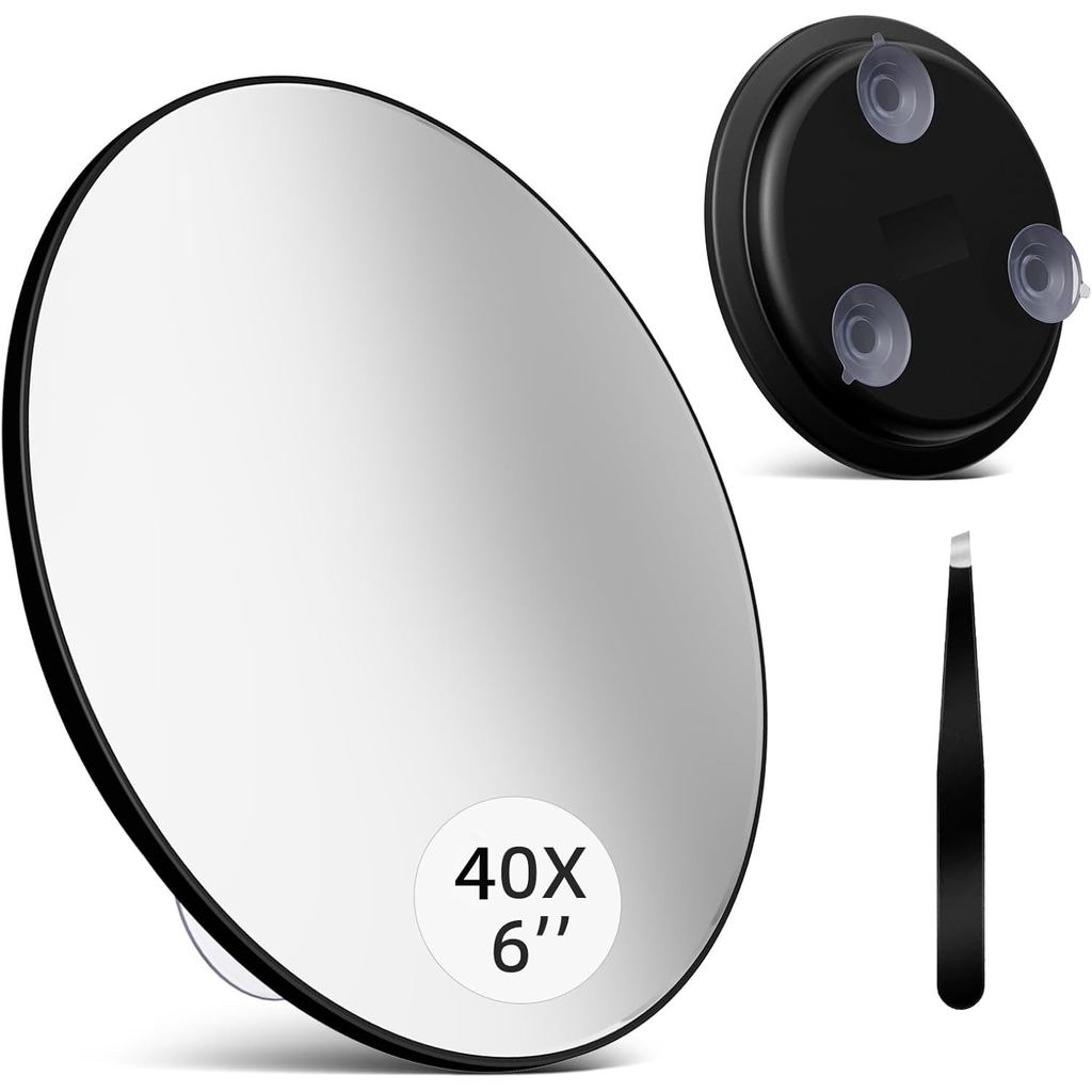 Gương phóng đại mạnh mẽ 6 "40x lớn có nhíp, Gương phóng đại du lịch 40x có cốc hút, Gương trang điểm