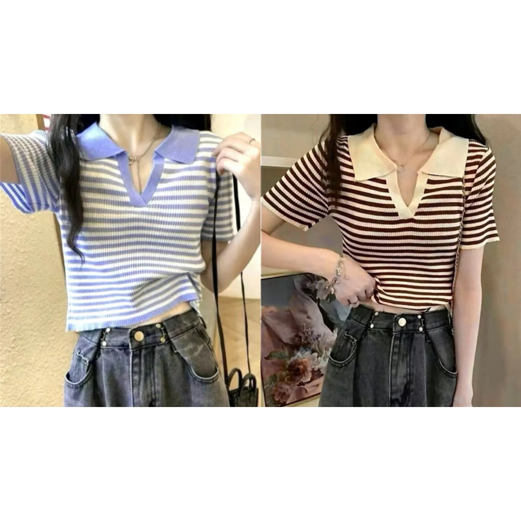 Áo polo sọc ngang thời trang dành cho nữ bigsize form freesize - Un In Store Bs018