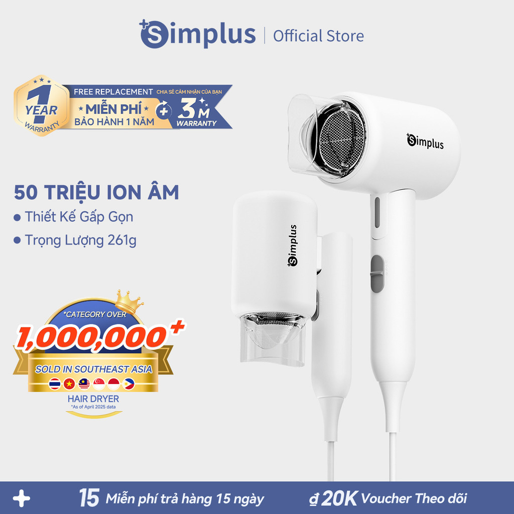 Simplus Máy Sấy Tóc 50 Triệu Ion Âm CFJH008 - Bảo Hành 1 Năm 1 Đổi 1