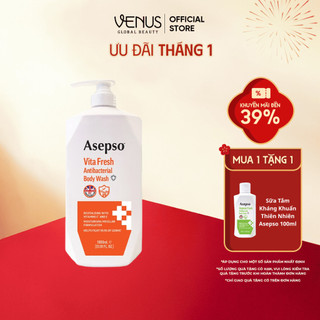  Sữa tắm kháng khuẩn ASEPSO dưỡng sáng da bổ sung Vitamin C & E 