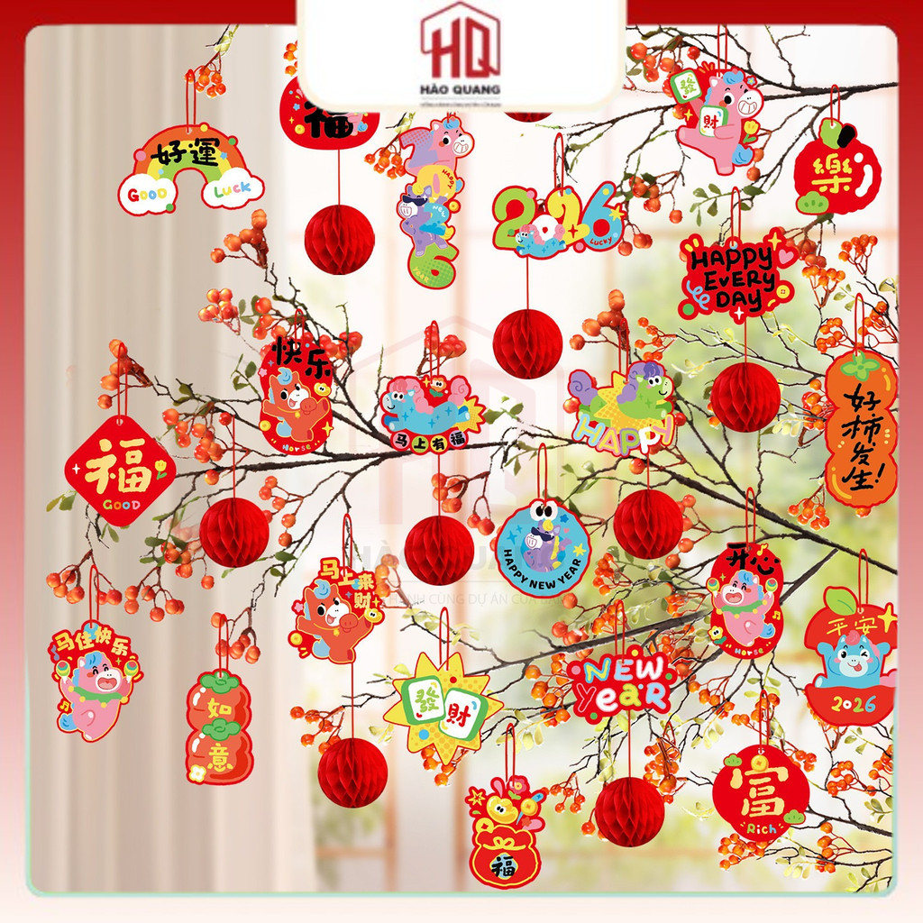 Set Treo Cây Trang Trí Tết Trong Nhà 2026 – Đồ Decor Tết Phong Cách Á Đông