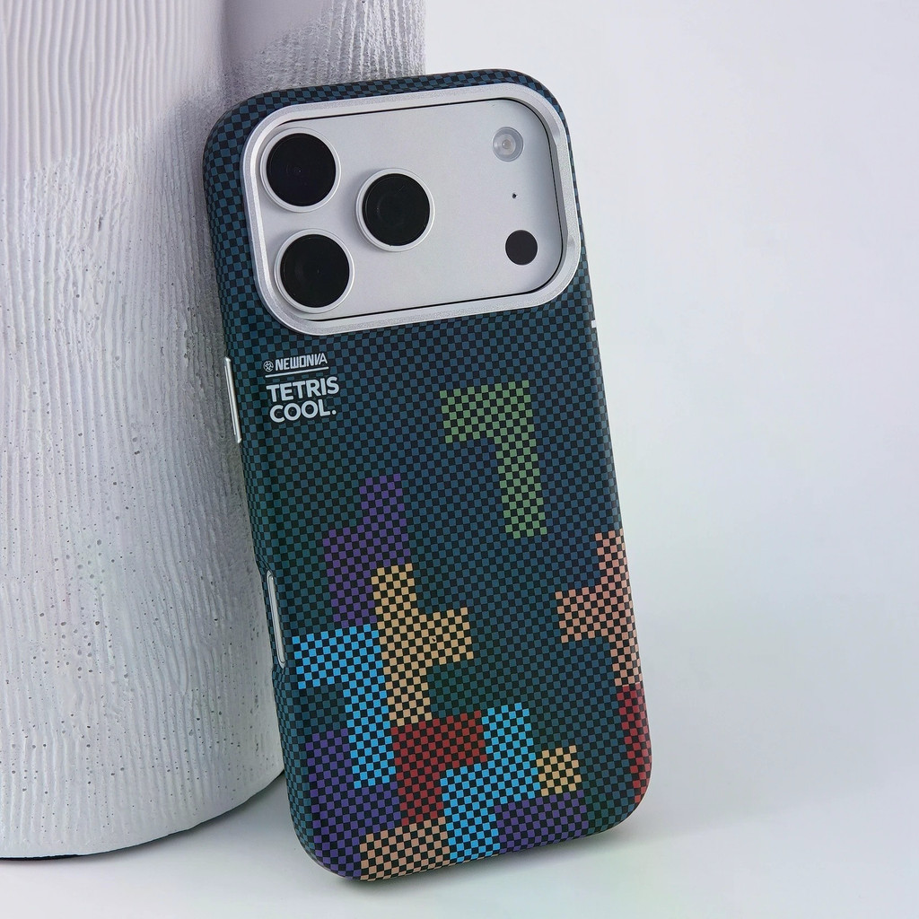 Tetris Game Sợi Carbon Kevlar Ốp Lưng Điện Thoại IPhone 16 15 13 14 17 Pro Max Vỏ Bảo Vệ Từ Tính Chố