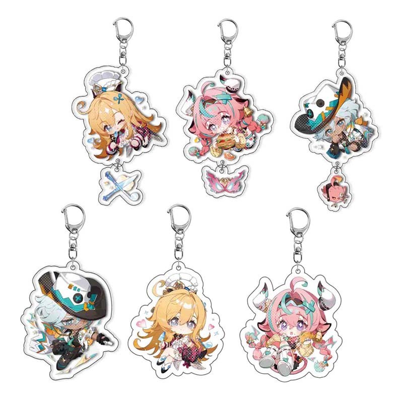 New Genshin Impact Keychain Cute Cartoon Anime Figure Escoffier Varesa Ifa Key Rings Backpack