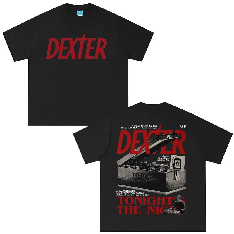 Dexter Morgan Đêm Tối Nay Áo Thun Nam Nữ Quần Áo Cotton Tay Ngắn Quá Khổ Thời Trang Vintage