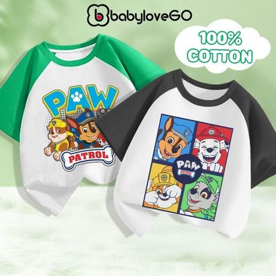Áo thun bé trai Paw Patrol, áo phông raglan cho bé BabyloveGO chất cotton mềm mịn thoáng mát