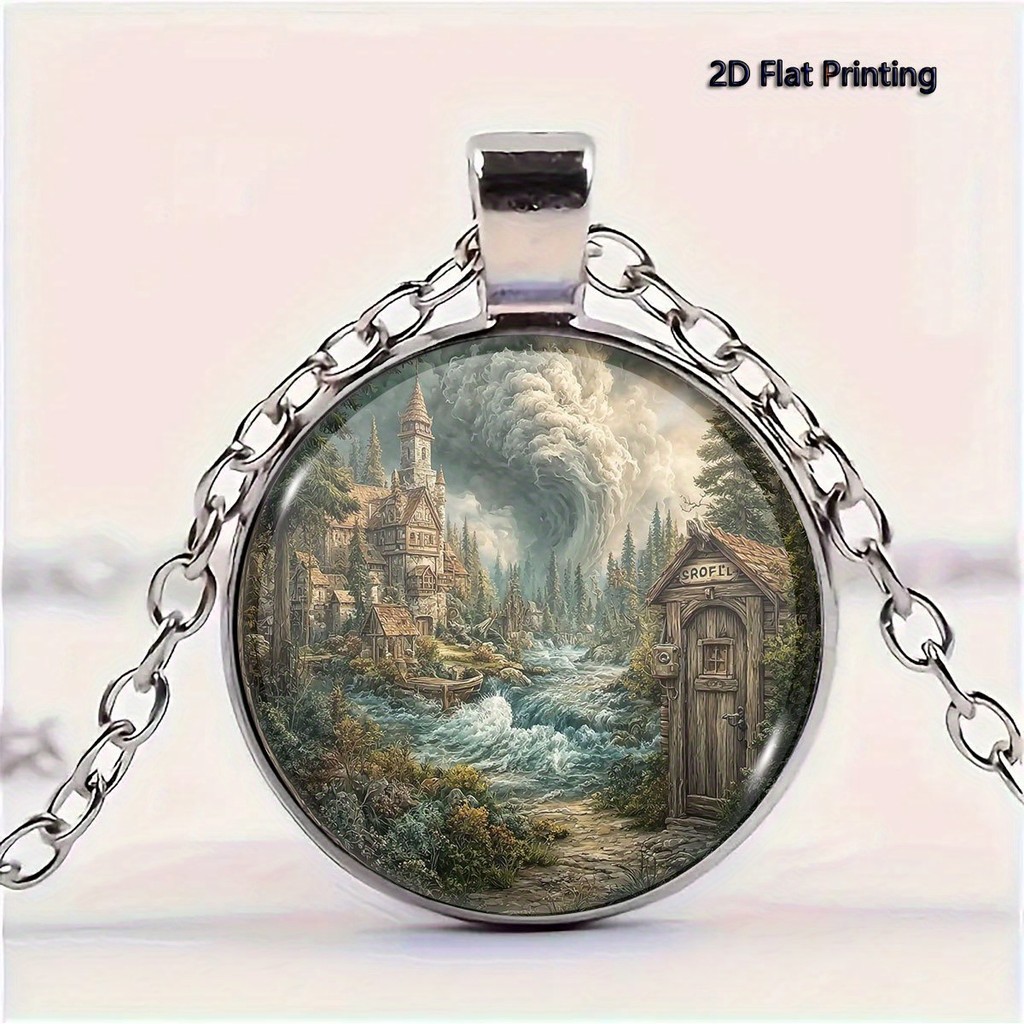 1PC 2D Flat In Hình Lâu Đài River Cloud House Vòng Cổ, Ngày Nhà Giáo / Ngày Lễ Tình Nhân / Gia Đình 