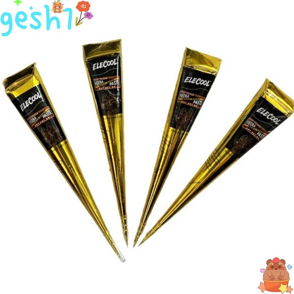 Kem xăm Henna GESH1, Dễ sử dụng Bán vĩnh viễn Henna Paste Cone, Mehndi Black Brown Temporary Brown K