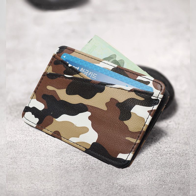 Creative New5ya Korean-style mini camouflage leather thin wallet, hot-selling flip cover pu Magic Zi