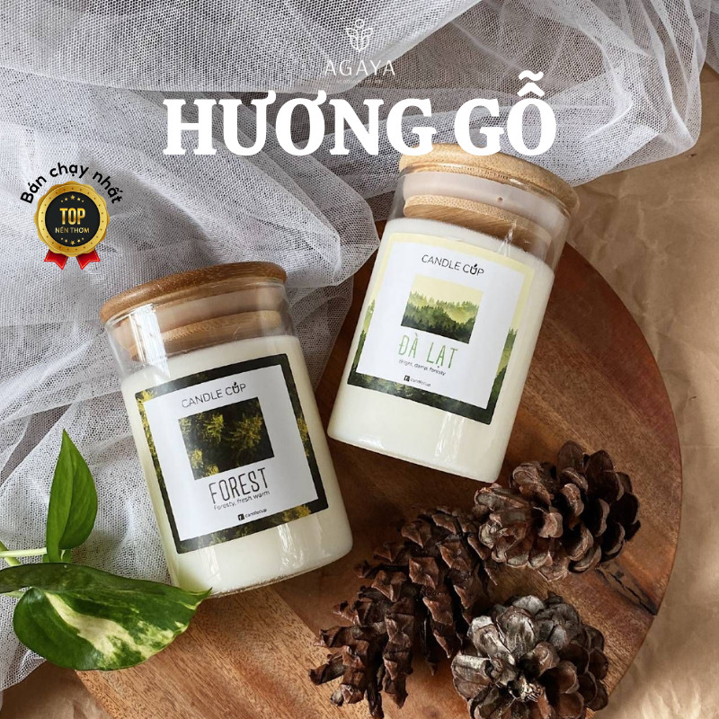 Nến Thơm Mùi Gỗ AGAYA Nến Thơm Phòng Hương Gỗ Nến Thơm Quà Tặng Sinh Nhật Giúp Thư Giãn, Giảm Stress