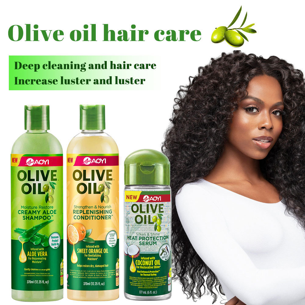 Dầu gội OLIVE OIL Dầu gội Olive OIL Aloe Vera Gloss Dầu xả Fluffy Dưỡng ẩm Chăm sóc tóc Bộ nước rửa 