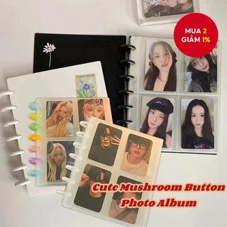  A5 Nấm Nút Chất Kết Dính Album 80 Túi 3inch Photocard Lưu Trữ Lomo Thẻ Bộ Sưu Tập Sách 7 Lỗ Bên Trong Trang Tay Văn Phòng Phẩm Quà Tặng 