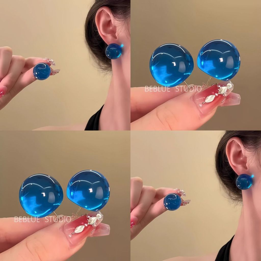 Hot Sale#Bubble Sweet WineIce Transparent Bead EarringsSummer Simple Personality Sweet Earrings Eleg