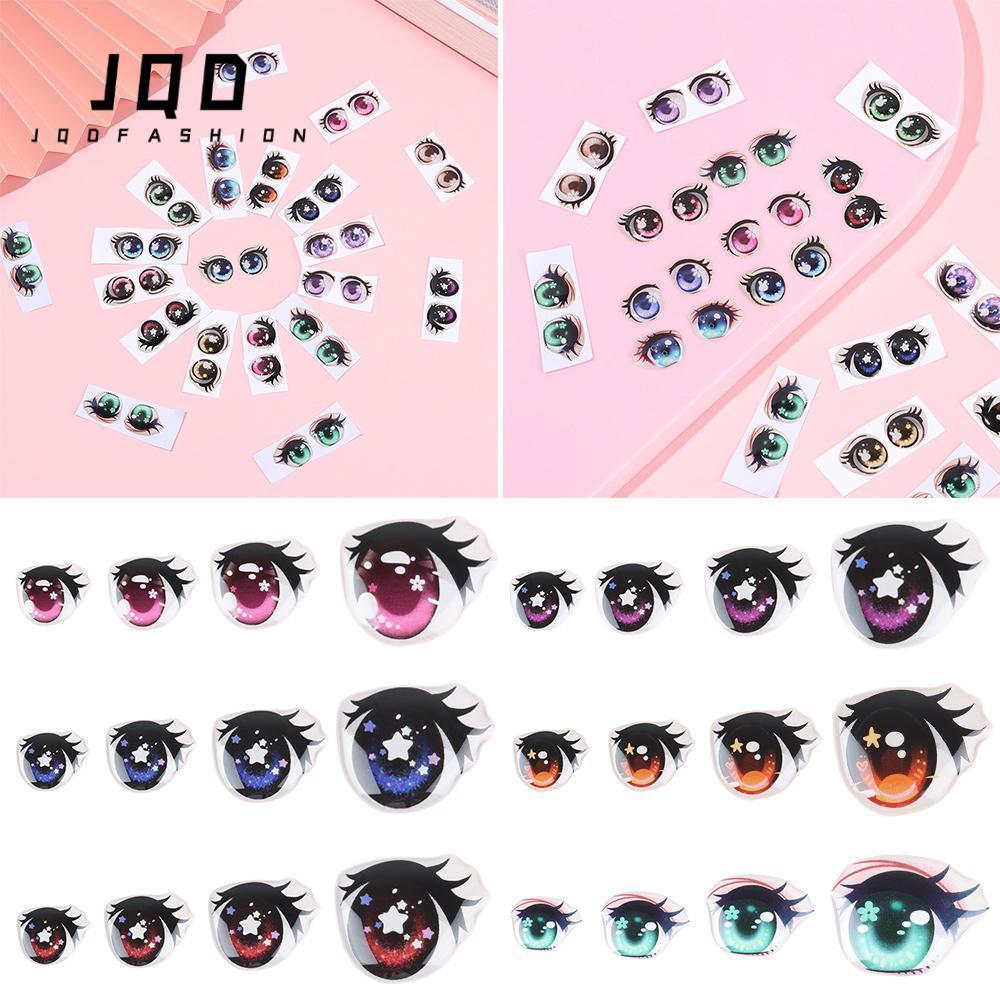 JQD 5 Cặp Anime Hình Búp Bê Bé Trai / Bé Gái Lông Mi Dài Đề Can 8mm / 10mm / 12mm / 15mm Giấy Chip M