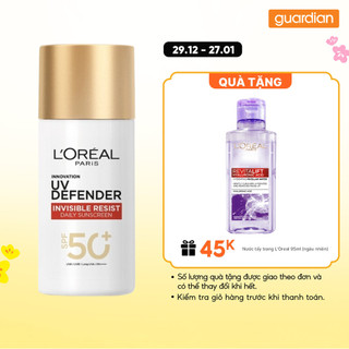  Kem Chống Nắng L'Oreal Mỏng Nhẹ Bảo Vệ UV Defender Invisible Resist Daily Sunscreen SPF50+ PA++++ 50ml 
