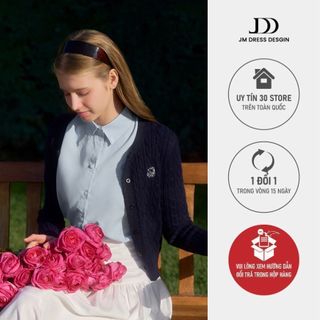  Áo Sơ Mi Croptop Cổ Đức 2S34.2509 Sơ Mi Dáng Suông Tay Dài Vải Thô Dày Nữ Công Sở Thanh Lịch Thiết Kế Bởi JM Dress 