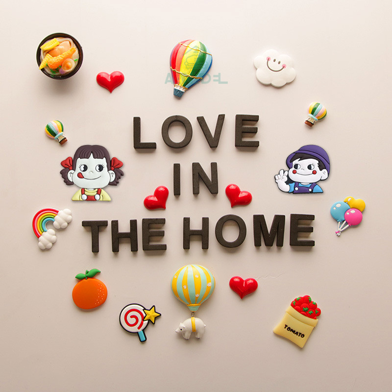 Aanadel📢Hình dán tủ lạnh hoạt hình dễ thương, hình dán nam châm bằng keo mềm PVC sáng tạo