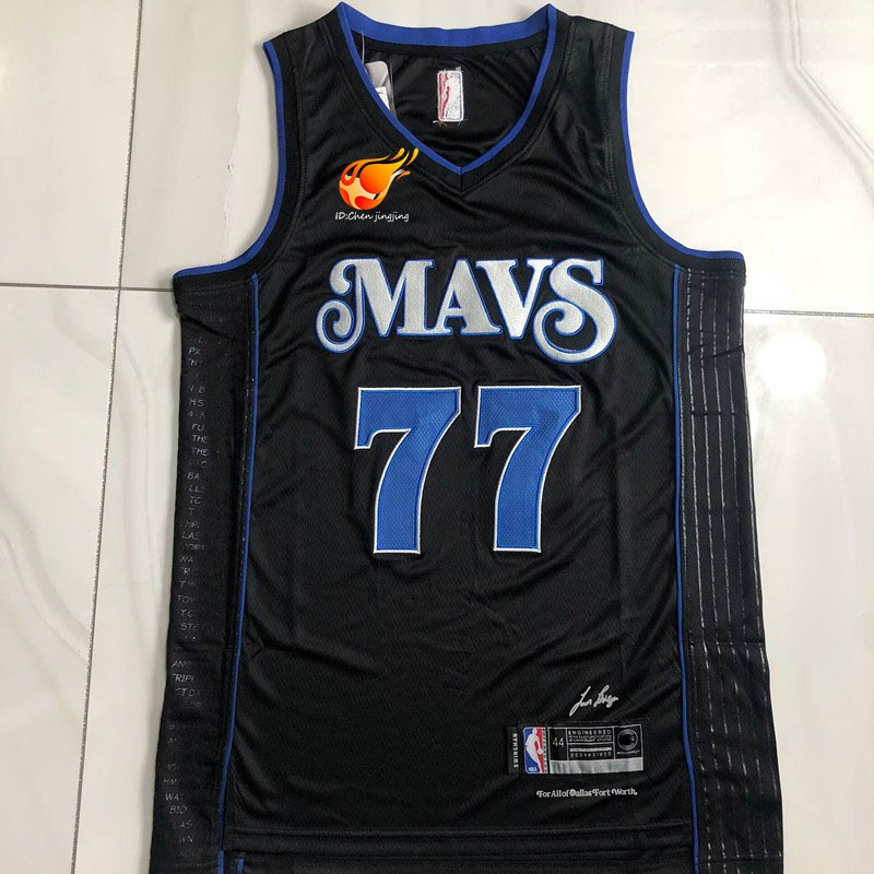 Áo Jersey Dallas Mavericks thêu tinh tế cho nam -Kyrie Irving/Luka Doncic màu đen