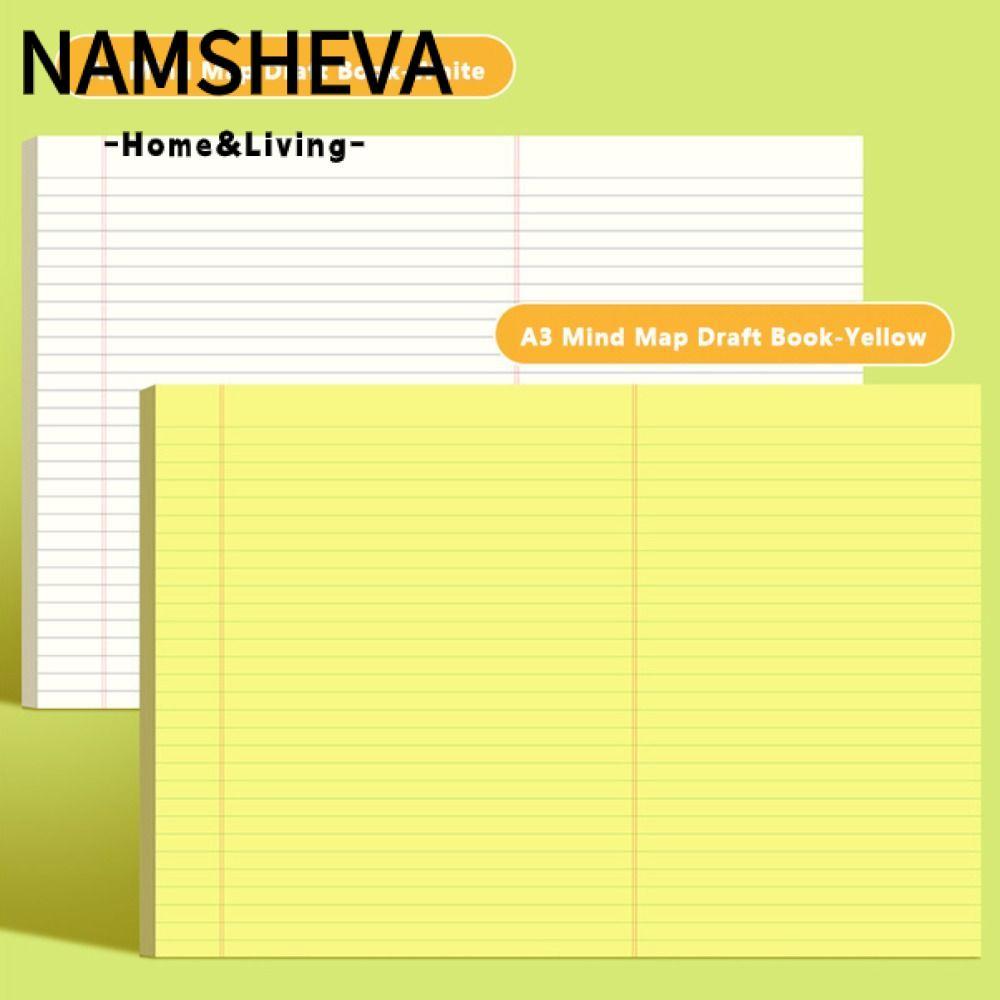 NAMSHEVA 50 tờ A3 Notebook, Giấy dự thảo lập kế hoạch tư duy có thể xé được, Học sinh dày Viết A3 No
