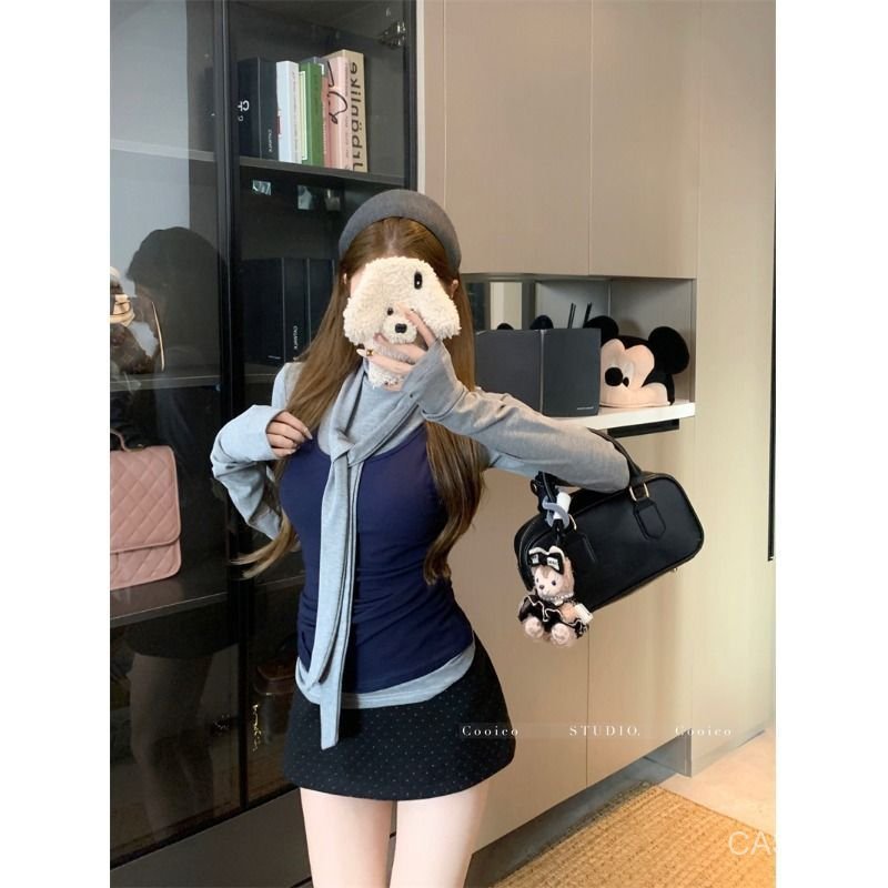 Bộ đồ hai mảnh áo vest MR, cổ tròn, slim-fit, dài tay, nhiều lớpModal