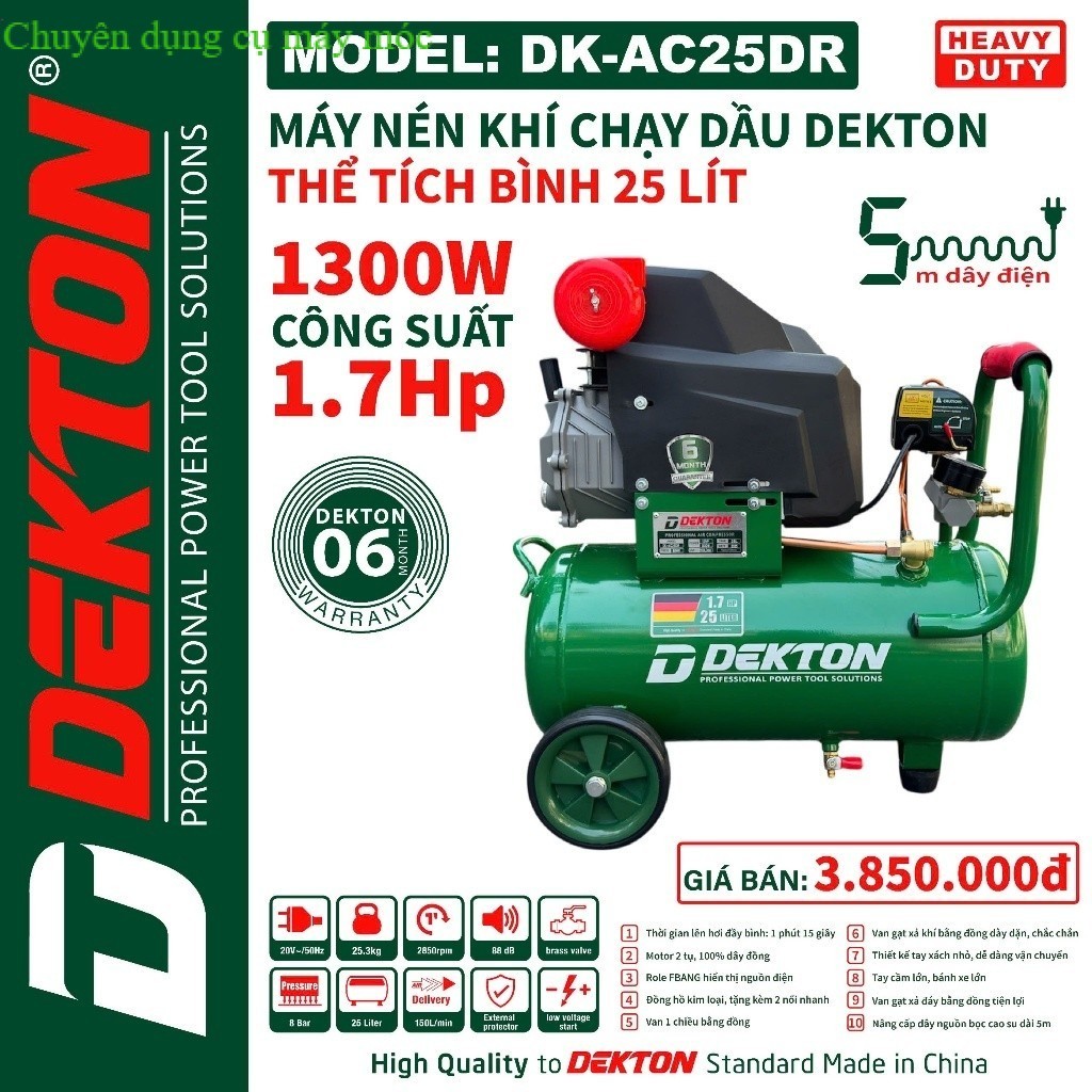 [DMMC] Máy Nén Khí Chạy Dầu Dekton DK-AC25XDR/DK-AC25DR - Thể Tích 25L SHOP DỤNG CU