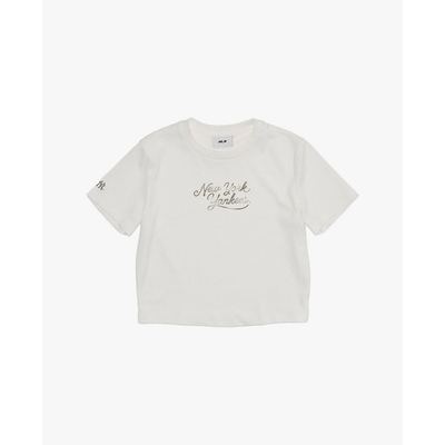 MLB - Áo croptop nữ cổ tròn tay ngắn_3FTSB0763-50IVS