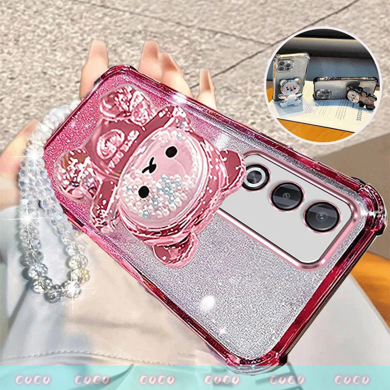 Ốp Lưng Cho OPPO A3 Pro 5G A80 Sang Trọng Lấp Lánh Lấp Lánh Vỏ Điện Thoại Dây Đeo Cổ Tay Pha Lê Vòng